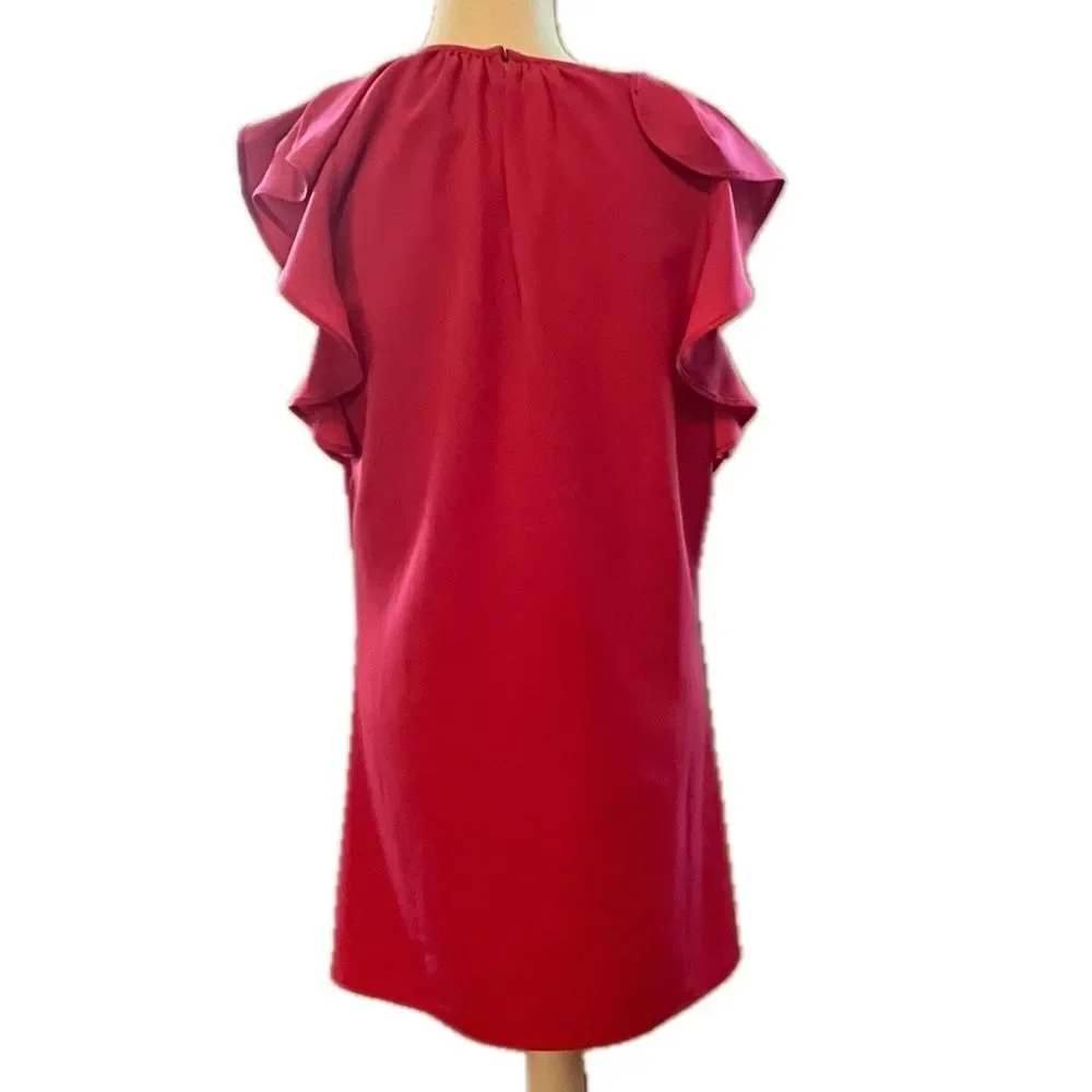 Duffield Lane Ruffle Sleeve Lined Midi Dress Raspberry Pink Size XS